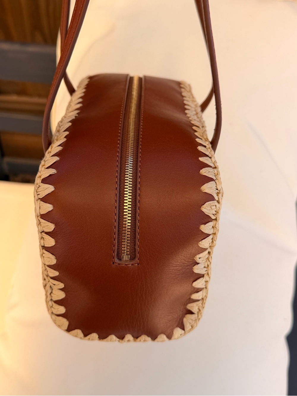 J Crew Delphine handknotted shoulder bag in straw and leather #OA1 - Picture 11 of 17